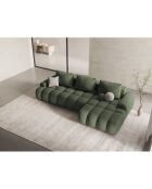 Canapé d'angle droit convertible avec coffre Linz 3 places vert olive foncé - 275x142x84 cm