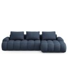 Canapé d'angle droit convertible avec coffre Linz 3 places bleu foncé - 275x142x84 cm