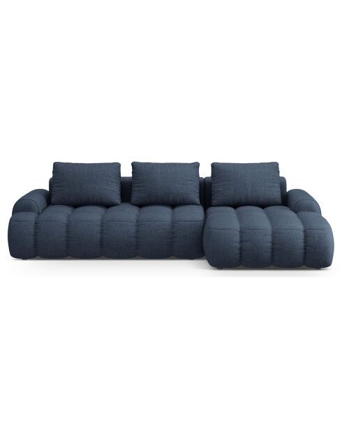 Canapé d'angle droit convertible avec coffre Linz 3 places bleu foncé - 275x142x84 cm