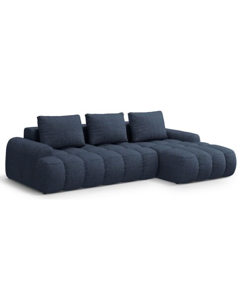 Canapé d'angle droit convertible avec coffre Linz 3 places bleu foncé - 275x142x84 cm