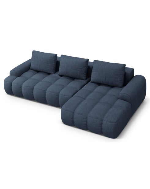 Canapé d'angle droit convertible avec coffre Linz 3 places bleu foncé - 275x142x84 cm