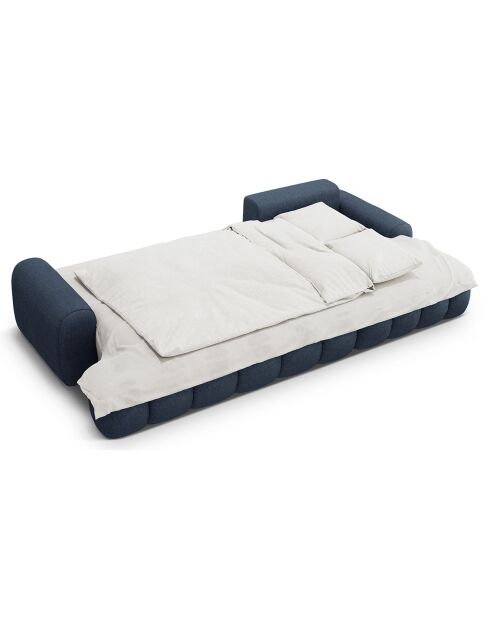 Canapé d'angle droit convertible avec coffre Linz 3 places bleu foncé - 275x142x84 cm