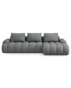 Canapé d'angle droit convertible avec coffre Linz 3 places gris - 275x142x84 cm