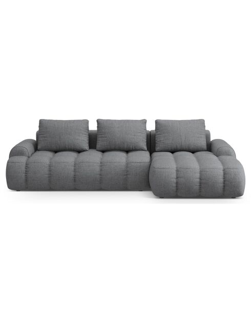 Canapé d'angle droit convertible avec coffre Linz 3 places gris - 275x142x84 cm