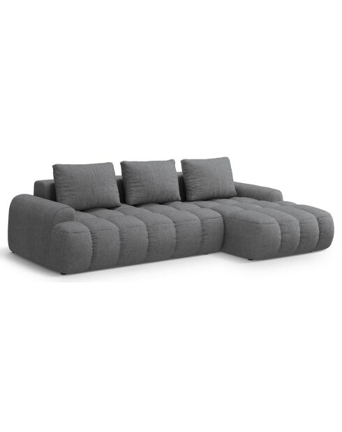 Canapé d'angle droit convertible avec coffre Linz 3 places gris - 275x142x84 cm