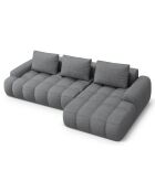 Canapé d'angle droit convertible avec coffre Linz 3 places gris - 275x142x84 cm