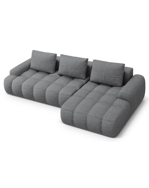 Canapé d'angle droit convertible avec coffre Linz 3 places gris - 275x142x84 cm