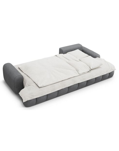 Canapé d'angle droit convertible avec coffre Linz 3 places gris - 275x142x84 cm