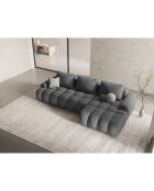 Canapé d'angle droit convertible avec coffre Linz 3 places gris - 275x142x84 cm