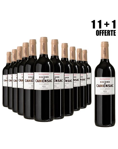 1 Lot de 11 Haut-Médoc 2015 Le Second de Camensac + 1 OFFERTE 12x75cl