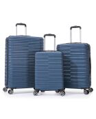 3 Valises 4 roues doubles 76/66/55 cm bleu foncé