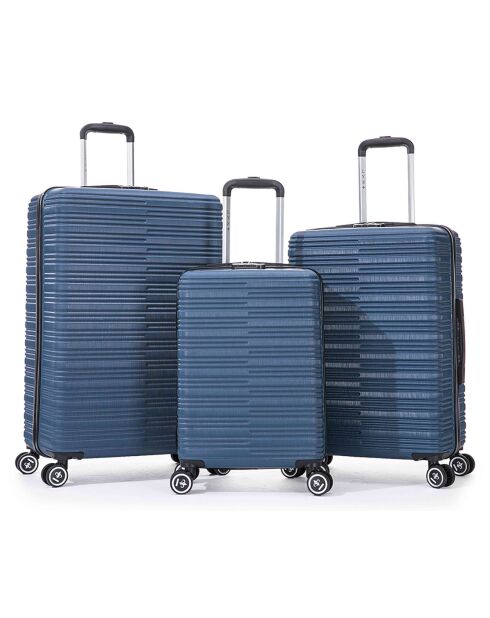 3 Valises 4 roues doubles 76/66/55 cm bleu foncé