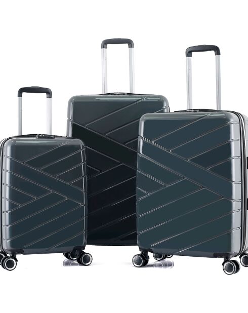 3 Valises extensibles 4 roues doubles 76/66/55 cm gris foncé
