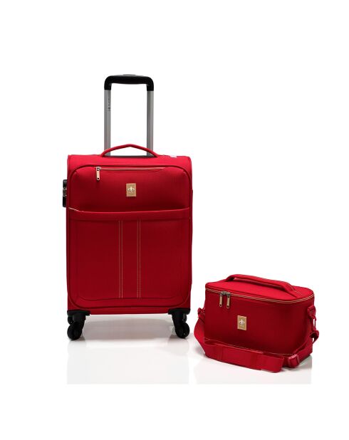 Valise Cabine 4 roues simples 55 cm & Vanity rouges