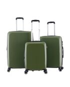 3 Valises 4 roues doubles 76/66/55 cm vertes