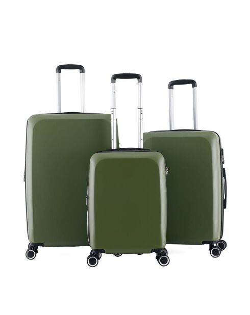 3 Valises 4 roues doubles 76/66/55 cm vertes