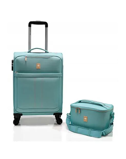 Valise Cabine 4 roues simples & Vanity 55 cm verte
