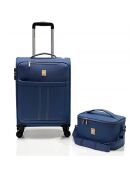 Valise Cabine 4 roues simples 55 cm & Vanity bleu marine