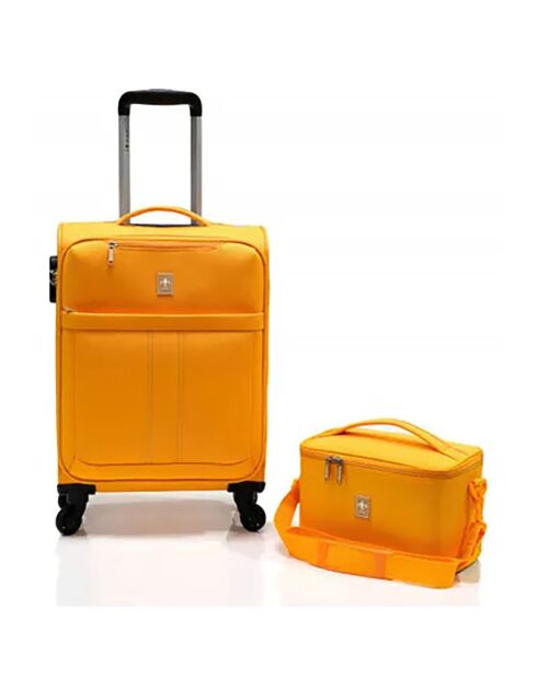 Valise Cabine 4 roues simples & Vanity 55 cm jaune