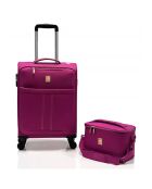 Valise Cabine 4 roues simples 55 cm & Vanity magenta