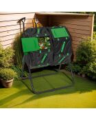 Bac de compostage rotatif double compartiments 140L noir/vert
