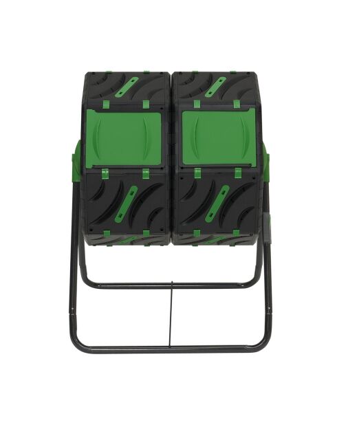 Bac de compostage rotatif double compartiments 140L noir/vert