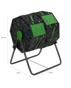Bac de compostage rotatif double compartiments 140L noir/vert