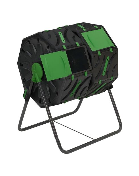 Compostiera rotante a doppio scomparto nero/verde da 140 litri