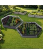 2 Carrés de potager hexagonaux en métal 120 cm gris anthracite