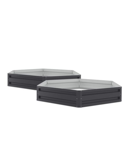 2 Carrés de potager hexagonaux en métal 120 cm gris anthracite