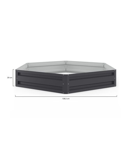 2 Carrés de potager hexagonaux en métal 120 cm gris anthracite
