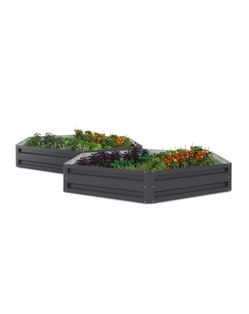2 Carrés de potager hexagonaux en métal 120 cm gris anthracite