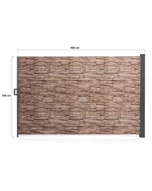Paravent rétractable occultant 400x180cm motif pierre imprimé pierres