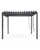 Pergola bioclimatique en acier polycarbonate 3x4m avec stores gris anthracite