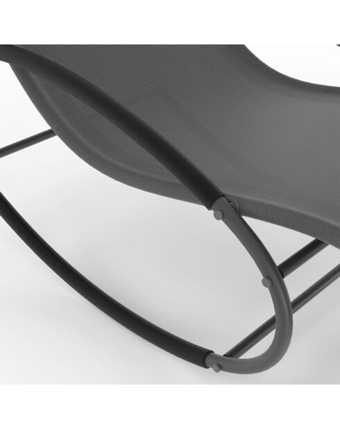 2 Transats à bascule Malawi en acier et textilène gris anthracite