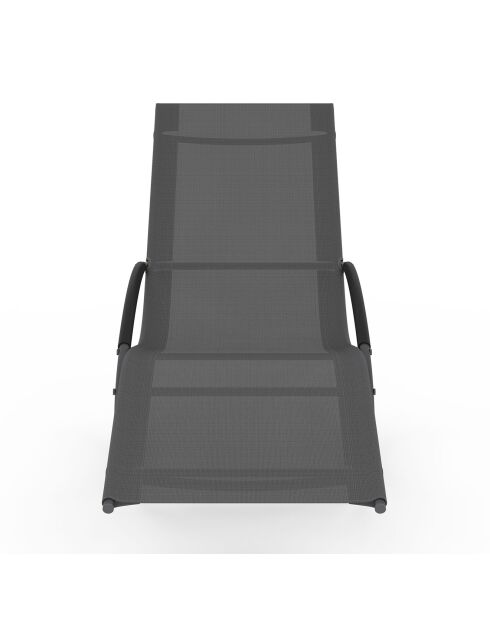 2 Transats à bascule Malawi en acier et textilène gris anthracite