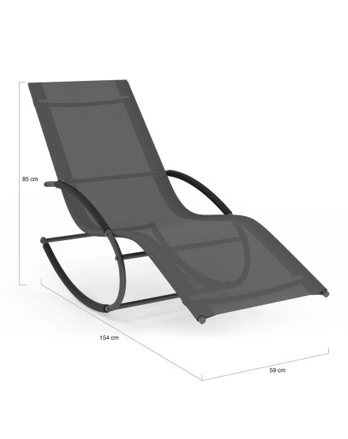 2 Transats à bascule Malawi en acier et textilène gris anthracite