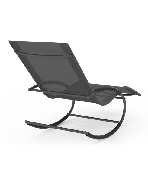 2 Transats à bascule Malawi en acier et textilène gris anthracite