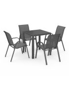 Ensemble repas Minorca 4 places gris/noir