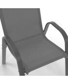 Ensemble repas Minorca 4 places gris/noir