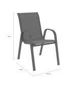 Ensemble repas Minorca 4 places gris/noir