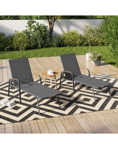 2 Transats inclinables Ozéa 5 positions gris/osier