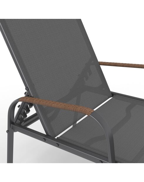 2 Transats inclinables Ozéa 5 positions gris/osier