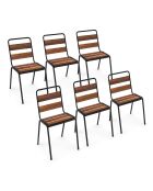 6 Chaises de jardin Acacia en métal et bois bois/noir