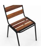 6 Chaises de jardin Acacia en métal et bois bois/noir