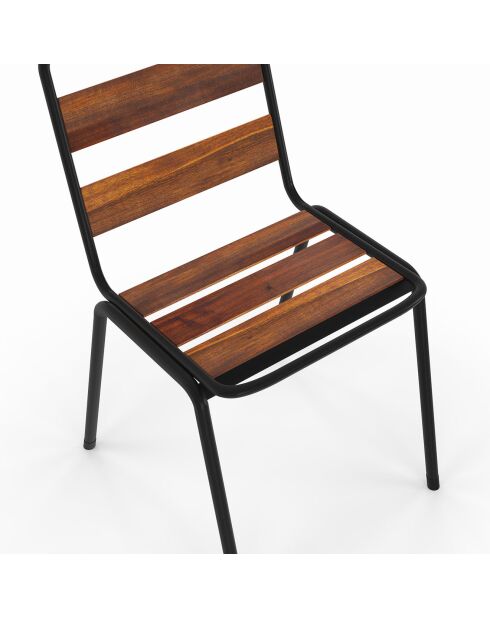 6 Chaises de jardin Acacia en métal et bois bois/noir