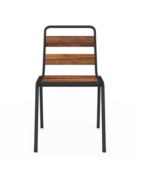 6 Chaises de jardin Acacia en métal et bois bois/noir