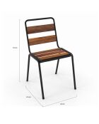 6 Chaises de jardin Acacia en métal et bois bois/noir