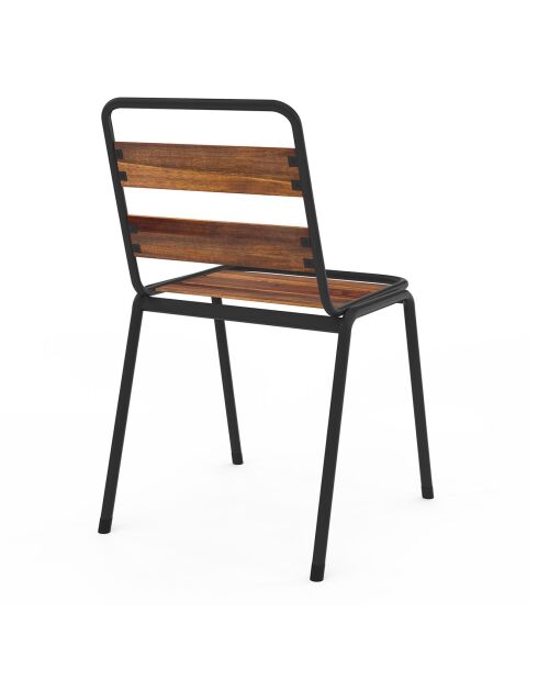6 Chaises de jardin Acacia en métal et bois bois/noir