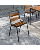 6 Chaises de jardin Acacia en métal et bois bois/noir